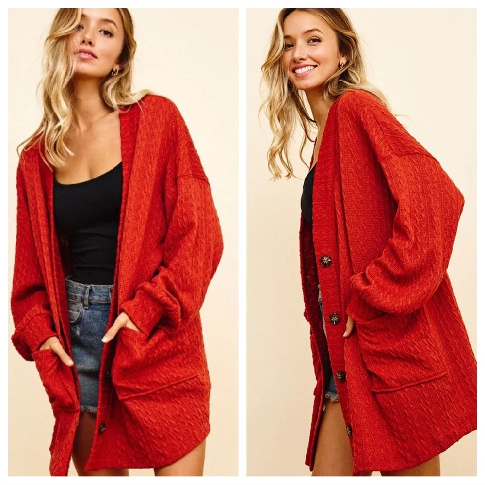 Cozy Oversized Cardigan With Pockets - Picture 3 of 5